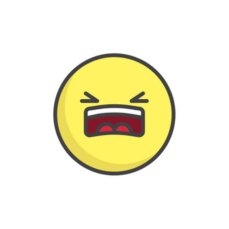 Tired face emoticon filled outline icon.のイラスト素材
