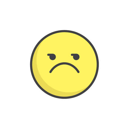 Unamused face emoticon filled outline icon.のイラスト素材