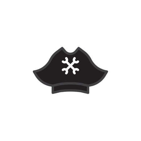 Pirate hat filled outline icon, line vector sign, linear colorful pictogram isolated on white. Symbol, logo illustration. Pixel perfect vector graphicsのイラスト素材