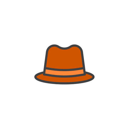 Detective hat filled outline icon, line vector sign, linear colorful pictogram isolated on white. Symbol, logo illustration. Pixel perfect vector graphicsのイラスト素材