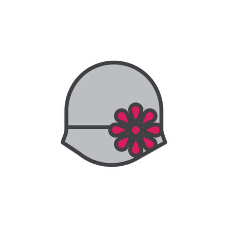 Women's hat bowler filled outline icon, line vector sign, linear colorful pictogram isolated on white. Symbol, logo illustration. Pixel perfect vector graphicsのイラスト素材