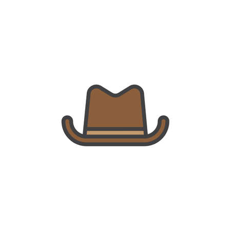Cowboy hat filled outline icon, line vector sign, linear colorful pictogram isolated on white. Symbol, logo illustration. Pixel perfect vector graphicsのイラスト素材