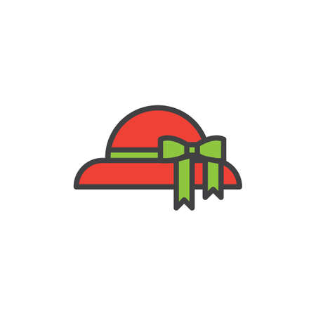 Woman hat filled outline icon, line vector sign, linear colorful pictogram isolated on white. Symbol, logo illustration. Pixel perfect vector graphicsのイラスト素材