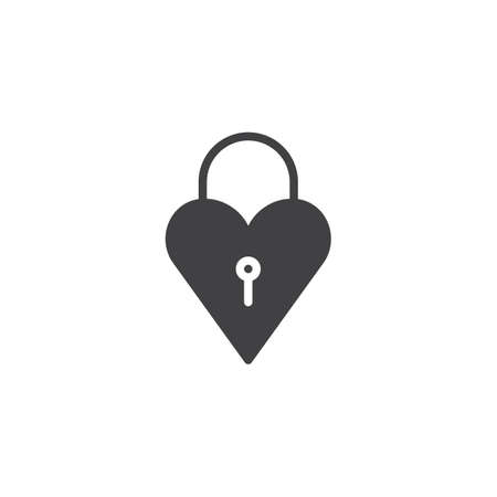 Heart padlock icon vector, filled flat sign, solid pictogram isolated on white. Symbol, logo...