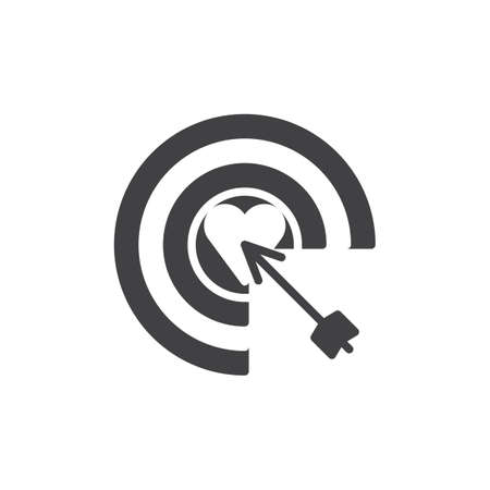 Dart board with heart in center icon vector, filled flat sign, solid pictogram isolated on white. Love symbol, logo illustration.のイラスト素材