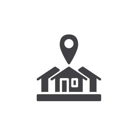 House location icon vector, filled flat sign, solid pictogram isolated on white. Home address symbol, logo illustration.のイラスト素材