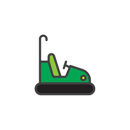 Bumper cars attraction filled outline icon, line vector sign, linear colorful pictogram isolated on white. Holiday entertainment symbol, logo illustration. Pixel perfect vector graphics.のイラスト素材