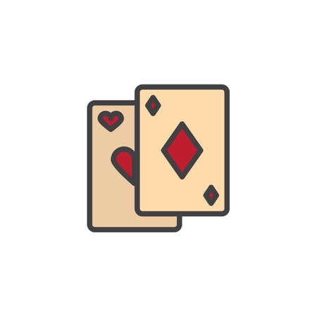 Card trick filled outline icon, line vector sign, linear colorful pictogram isolated on white. Casino symbol, logo illustration. Pixel perfect vector graphics.のイラスト素材