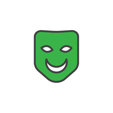 Carnival smile mask filled outline icon, line vector sign, linear colorful pictogram isolated on white. Party symbol, logo illustration. Pixel perfect vector graphics.のイラスト素材