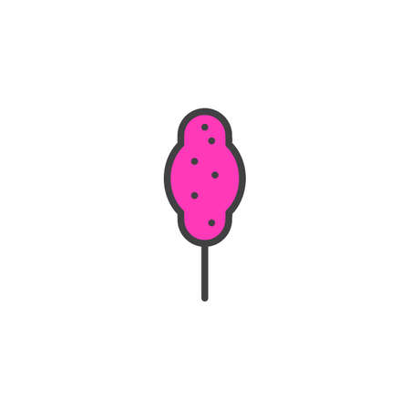 Cotton candy filled outline icon, line vector sign, linear colorful pictogram isolated on white. Sweet snack symbol, logo illustration. Pixel perfect vector graphics.のイラスト素材