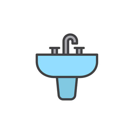 Sinks household equipment filled outline icon, line vector sign, linear colorful pictogram isolated on white.のイラスト素材