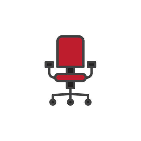 Office chair filled outline icon, line vector sign, linear colorful pictogram isolated on white.のイラスト素材