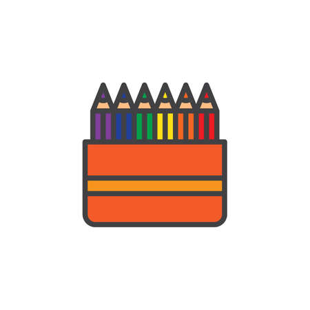 Colored pencils filled outline icon, line vector sign, linear colorful pictogram isolated on white. Crayons symbol, illustration. Pixel perfect vector graphicsのイラスト素材