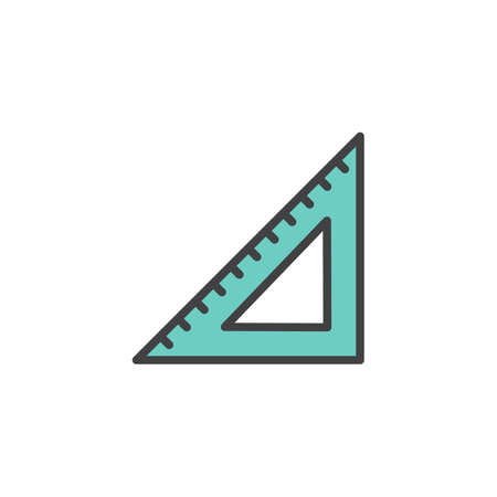 Triangular rule filled outline icon, line vector sign, linear colorful pictogram isolated on white. Symbol, illustration. Pixel perfect vector graphicsの写真素材