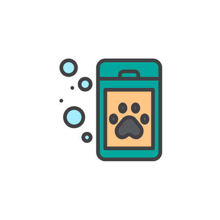 Pet shampoo filled outline icon, line vector sign, linear colorful pictogram isolated on white. Symbol, illustration. Pixel perfect vector graphicsのイラスト素材