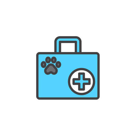 Pet first aid filled outline icon, line vector sign, linear colorful pictogram isolated on white. Symbol, illustration. Pixel perfect vector graphicsのイラスト素材