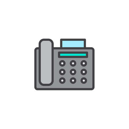 Fax machine filled outline icon, line vector sign, linear colorful pictogram isolated on white.のイラスト素材