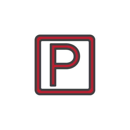 Parking traffic filled outline icon, line vector sign, linear colorful pictogram isolated on white.のイラスト素材