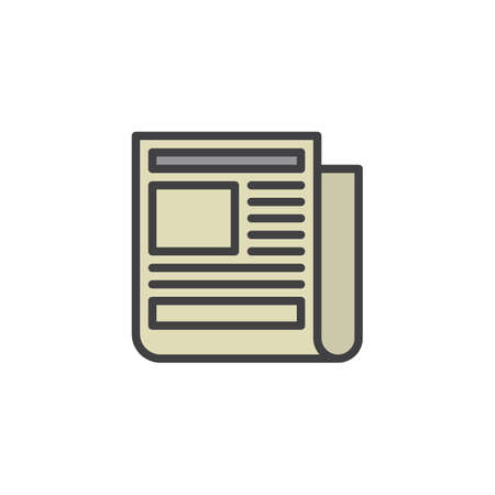 Newspaper filled outline icon, line vector sign, linear colorful pictogram isolated on white. News symbol, logo illustration. Pixel perfect vector graphicsのイラスト素材