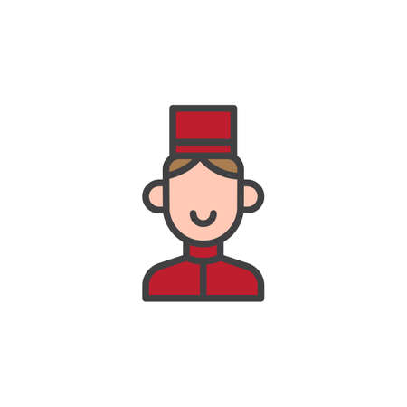 Bell boy filled outline icon, line vector sign, linear colorful pictogram isolated on white. Symbol, logo illustration. Pixel perfect vector graphicsのイラスト素材