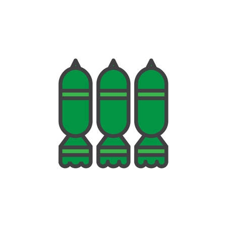Bombs filled outline icon, line vector sign, linear colorful pictogram isolated on white. Warheads symbol, logo illustration. Pixel perfect vector graphicsのイラスト素材