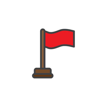 Red flag filled outline icon, line vector sign, linear colorful pictogram isolated on white. Symbol, illustration. Pixel perfect vector graphicsのイラスト素材