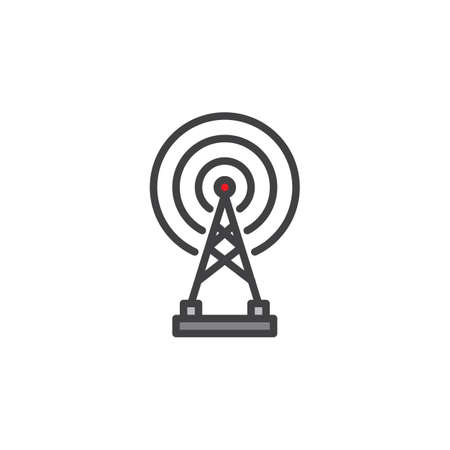 Radar wireless aerial filled outline icon, line vector sign, linear colorful pictogram isolated on white. Symbol, logo illustration. Pixel perfect vector graphicsのイラスト素材
