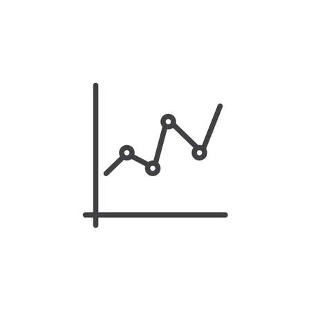 Business graph and chart line icon, outline vector sign, linear style pictogram isolated on white. Statistic diagram symbol, logo illustration. Editable strokeの写真素材