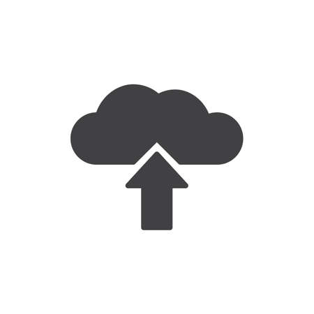 Upload from cloud icon vector, filled flat sign, solid pictogram isolated on white. Cloud with arrow up symbol, logo illustration.の写真素材