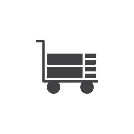 Books on trolley cart icon vector, filled flat sign, solid pictogram isolated on white. Symbol, logo illustration.の写真素材