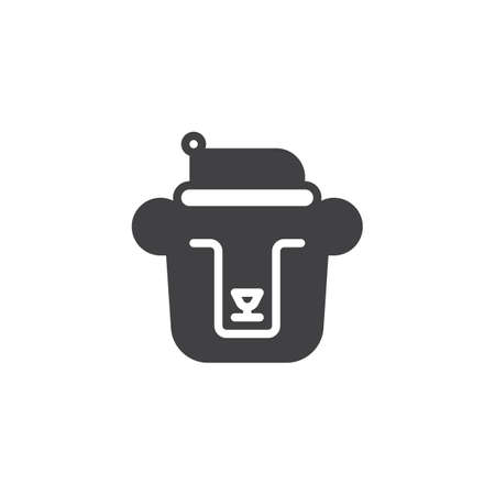 Christmas polar bear icon vector, filled flat sign, solid pictogram isolated on white. Symbol, logo illustration.のイラスト素材