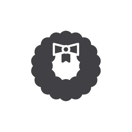 Christmas wreath decoration icon vector, filled flat sign, solid pictogram isolated on white. Symbol, logo illustration.のイラスト素材