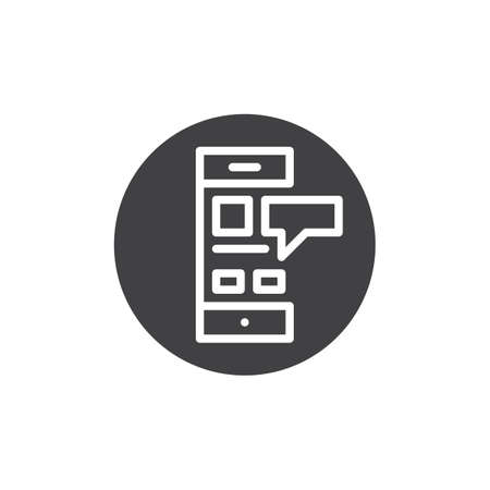 Mobile phone with chat icon vector, filled flat sign, solid pictogram isolated on white. Online shopping symbol, logo illustration.のイラスト素材