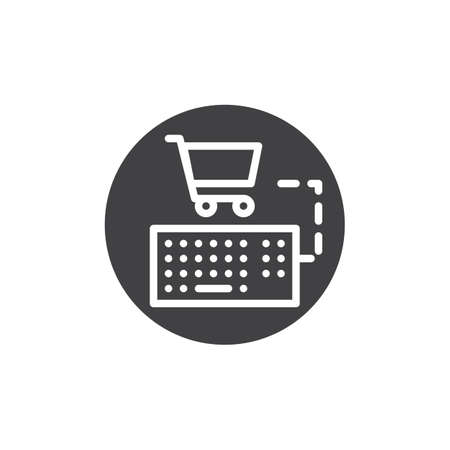 Keyboard connect shopping cart icon vector, filled flat sign, solid pictogram isolated on white. Online shopping symbol, logo illustration.のイラスト素材