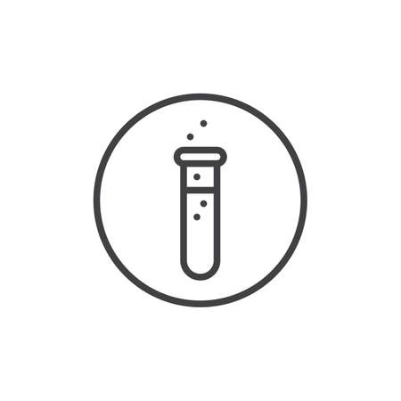 Test tube line icon, outline vector sign, linear style pictogram isolated on white. Symbol, illustration. Editable strokeのイラスト素材
