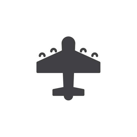 Plane icon vector, filled flat sign, solid pictogram isolated on white. Aircraft symbol, logo illustration.のイラスト素材