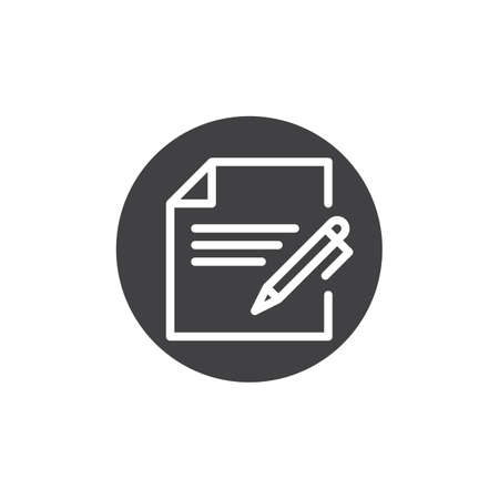 Sheet and pencil icon vector, filled flat sign, solid pictogram isolated on white. Paper document with pen symbol, logo illustration.のイラスト素材