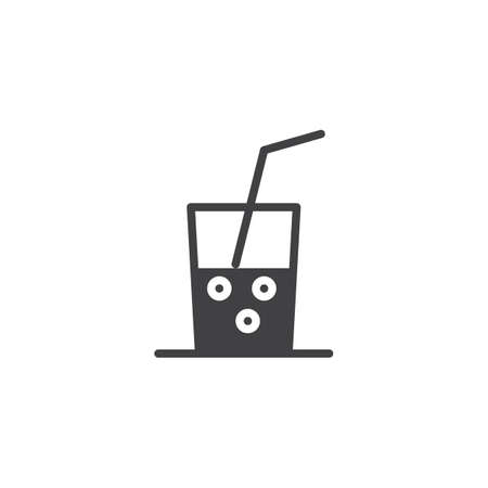 Beverage in glass with straw icon vector, filled flat sign, solid pictogram isolated on white. Glass of juice drink symbol, logo illustrationのイラスト素材