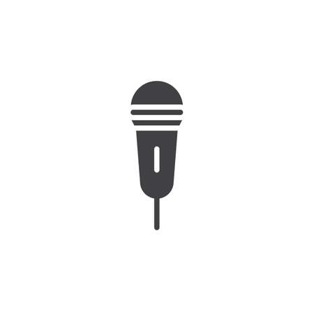 Microphone icon vector, filled flat sign, solid pictogram isolated on white. Mic symbol, logo illustrationの写真素材