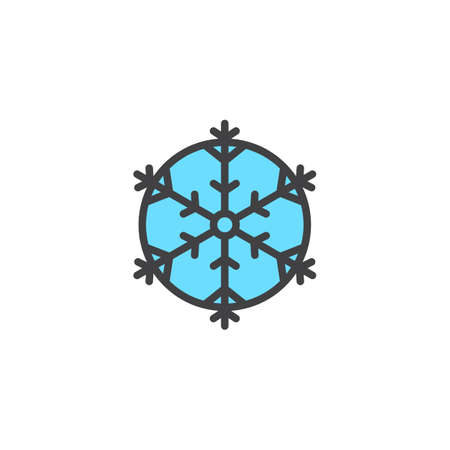 Snowflake filled outline icon, line vector sign, linear colorful pictogram isolated on white. Christmas decoration symbol, logo illustration. Pixel perfect vector graphicsのイラスト素材