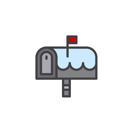 Christmas outdoor mailbox filled outline icon, line vector sign, linear colorful pictogram isolated on white. Holiday post symbol, logo illustration. Pixel perfect vector graphicsの写真素材