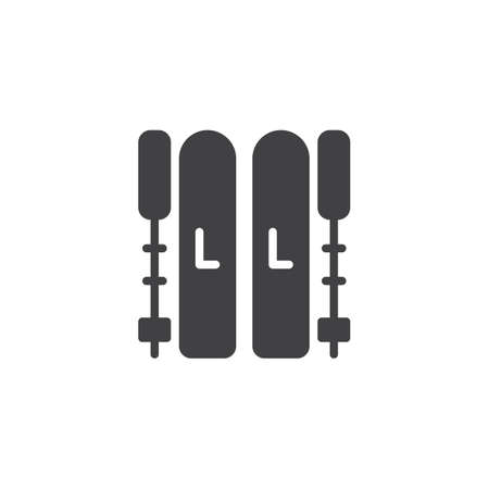 Skis and ski icon vector, filled flat sign, solid pictogram isolated on white.のイラスト素材