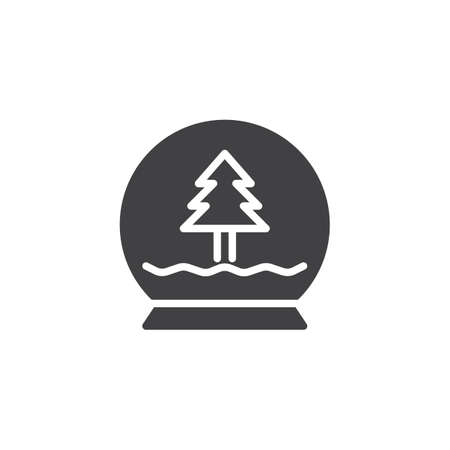 Christmas crystal snow globe with xmas tree icon vector, filled flat sign, solid pictogram isolated on white.のイラスト素材