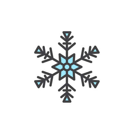 Snowflake filled outline icon, line vector sign, linear colorful pictogram isolated on white.のイラスト素材