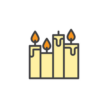 Christmas candles filled outline icon, line vector sign, linear colorful pictogram isolated on white. Symbol illustration. Pixel perfect vector graphicsのイラスト素材