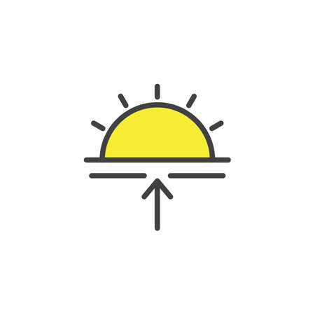 Sunrise filled outline icon, line vector sign, linear colorful pictogram isolated on white.のイラスト素材