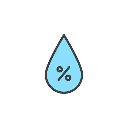 Humidity drop filled outline icon, line vector sign, linear colorful pictogram isolated on white.のイラスト素材