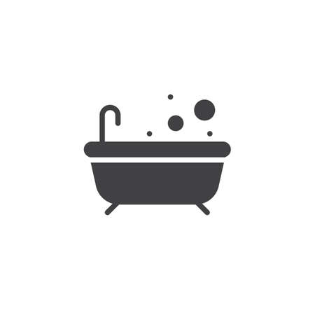 Bathtub icon vector, filled flat sign, solid pictogram isolated on white. Bath with bubble symbol, logo illustration.のイラスト素材