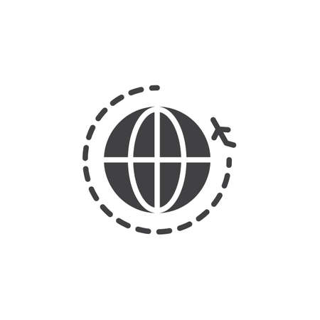 Air travel icon vector, filled flat sign, solid pictogram isolated on white. Around the world symbol, logo illustration.のイラスト素材