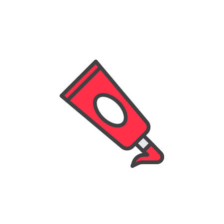 Acrylic paint tube filled outline icon, line vector sign, linear colorful pictogram isolated on white. Symbol, logo illustration. Pixel perfect vector graphicsのイラスト素材